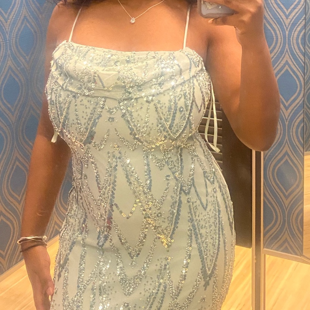 Long maxi green embellished prom dress